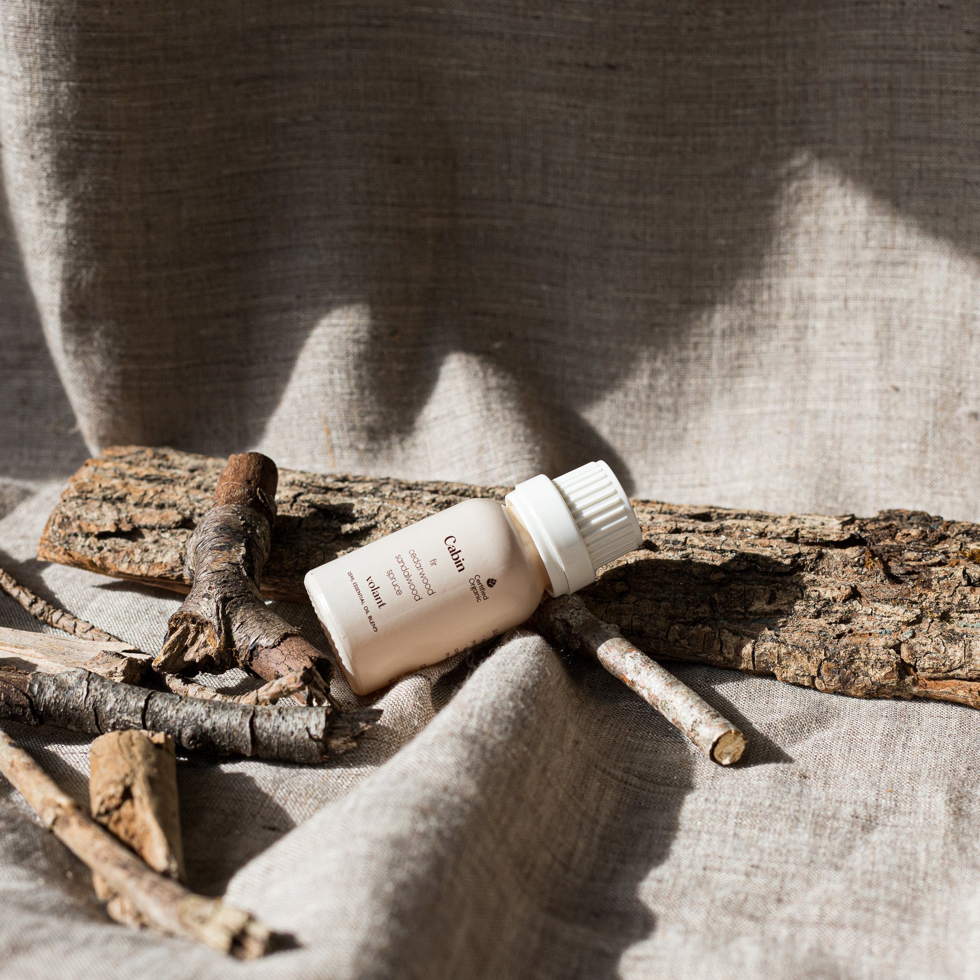 volant cabin essential oil blend made with fresh Fir, Cedarwood, Spruce, and Sandalwood