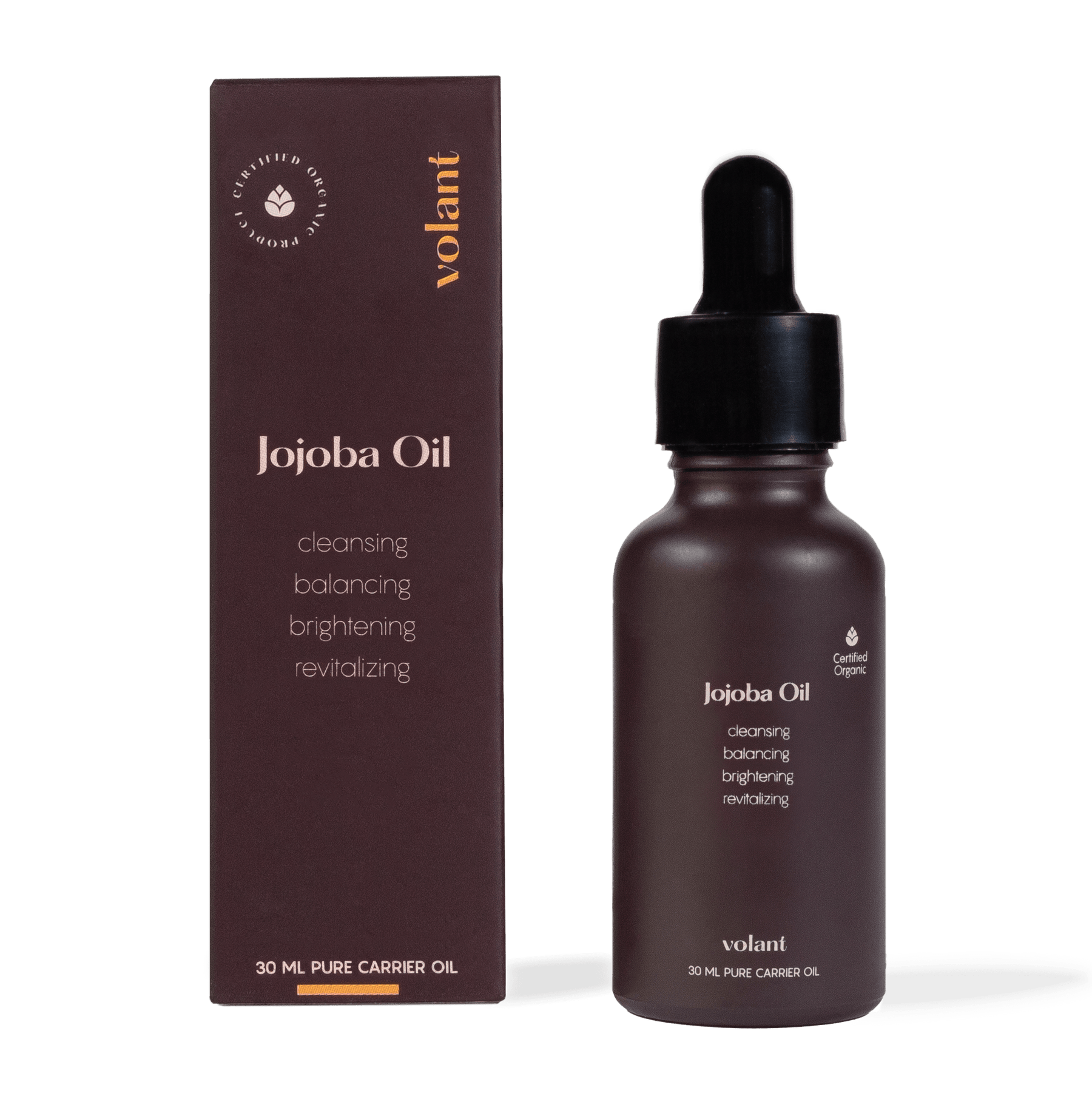 volant jojoba oil carrier oil packaging. best for hair and skin