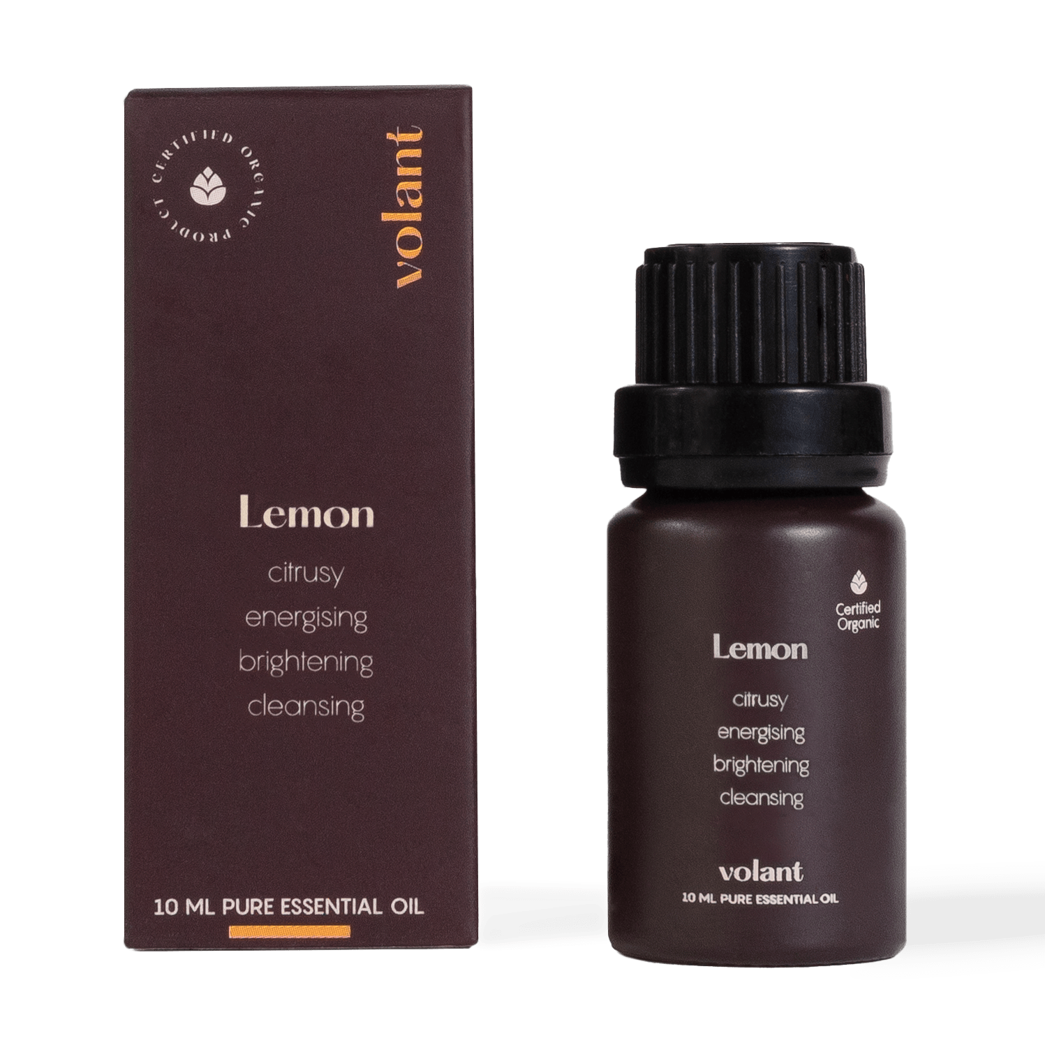 volant organic lemon essential oil bottle and packaging for home cleansing