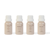 Volant Energising eteriska oljor i flaskor. Fylld med våra bästa energikickar: Energy, Pick Me Up, Ocean och Clean Air