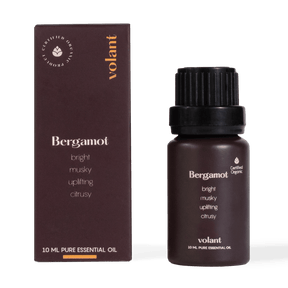 volant organic bergamot essential oil bottle packaging used to alleviate tension and anxiety