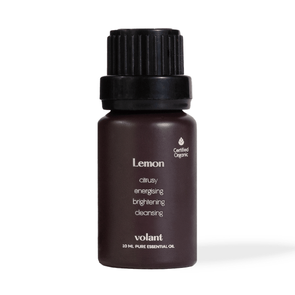 volant organic lemon essential oil that fights exhaustion, helps with depression, clears your skin, kills harmful viruses and bacteria