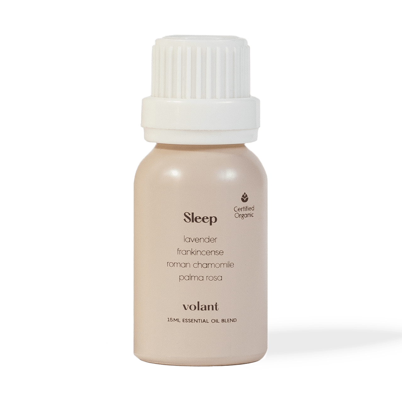 Volant søvn æterisk olieblandingsflaske lavet med ren lavendel, frankincense og Palma Rosa og romersk kamille
