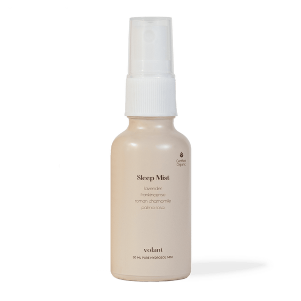 volant sleep mist bottle. Blended from the essential oils; lavender, palma rosa, chamomile and frankinscense.