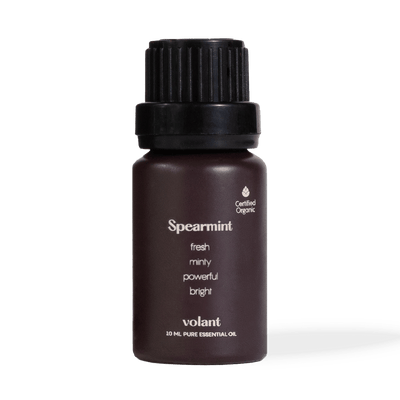 volant organic spearmint essential oil soothe ailments such as skin problems, headaches, nausea, vomiting, respiratory issues, and cold symptoms