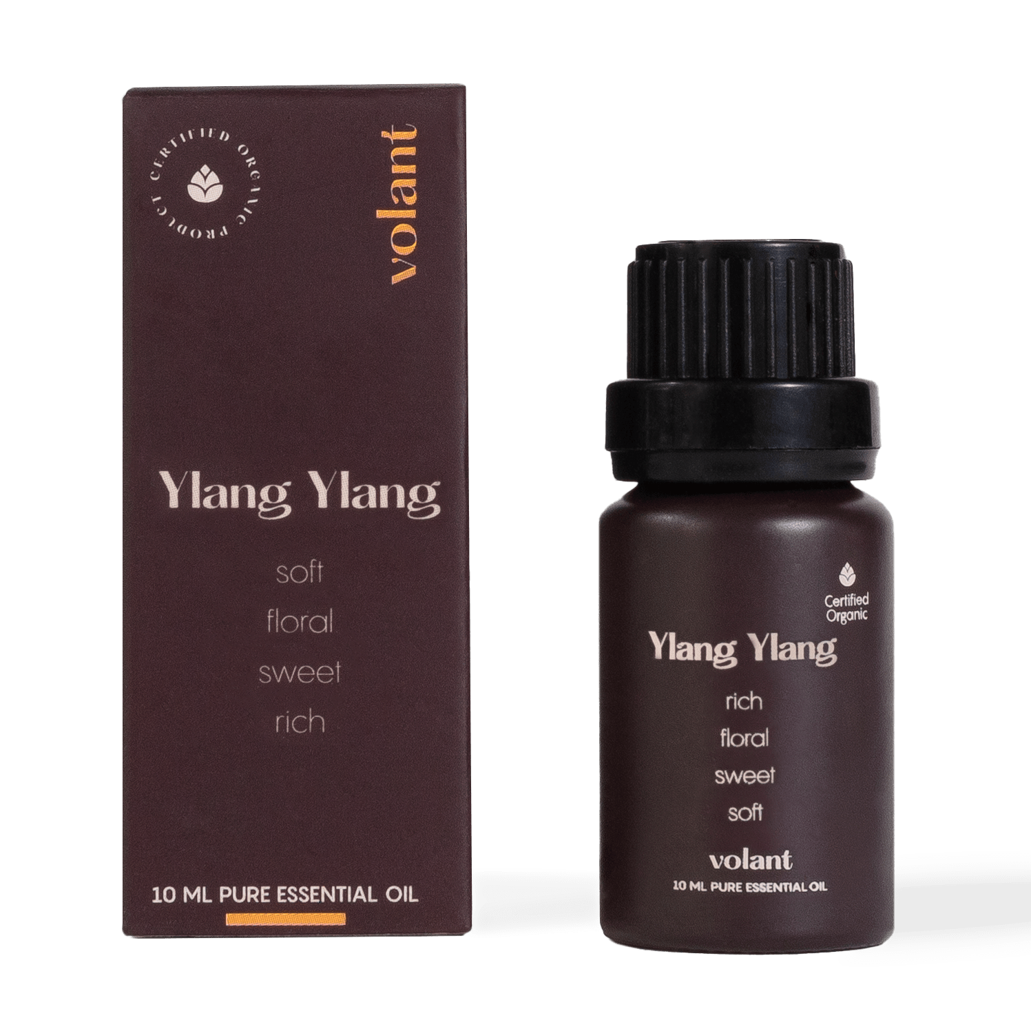 Volant ekologisk ylang ylang eterisk olja flaskförpackning för hår och hud